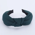 Minimalist wide knotted headband in dark green fabric with a non-slip lining - Dark Green