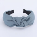 Morandi blue knotted wide headband with twill texture fabric for elegant hair styling - Azure