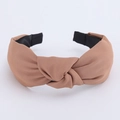Classic brown knotted headband featuring textured twill fabric on a minimalist gray surface - Light Coffee