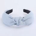 Sky blue knotted headband made of twill fabric with comfortable black fabric ends - Light Blue