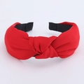 Chic red knotted wide headband for women featuring textured fabric and black lining - Red