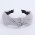 Minimalist light grey twisted fabric headband with fine diagonal texture for women - Grey