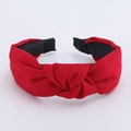 Classic bright red wide knotted headband with French twist design and comfortable inner lining - Dark Red