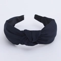 Minimalist navy blue knotted headband with twill fabric texture for women - Deep Blue