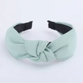 Chic mint green fabric knotted headband with wide rim and fine twill texture design - Light Green