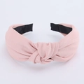 Pink fabric knotted wide headband with twill texture and minimalist style for women - Light Pink