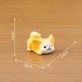 Cute resin fennec fox miniature figurine in yellow and white, size 2.0x2.8x2.4cm - No.6 Forward Prone Style