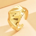 Vintage irregular gold-plated stainless steel ring with a melted lava texture - Irregular Open Ring (Gold) / Gold