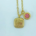 Scorpio zodiac gold pendant necklace with pink birthstone on a fine link chain - Scorpio