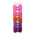 Set of 10 colorful grosgrain ribbon hair bows for girls in pink, orange, and purple - Pink Orange Purple Combo
