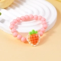 Pulsera de cuentas rosas para niños con colgante de zanahoria de resina naranja y estilo dulce - Zanahoria de Cuentas Rosas (#13)