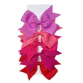 Five-piece set of handmade grosgrain ribbon hair bows in a red and pink color gradient - Red and Pink Series