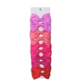 5-piece set of handmade ribbed ribbon bow hair clips in gradient shades of pink and red - Pink Red Gradient