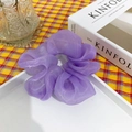 Elastico scrunchie LED in rete viola luminoso con pieghe in organza morbida - Viola