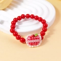 Pulsera de cuentas rojas estilo macaron con lindo colgante de manzana para niños - Manzana de Cuentas Rojas (#14)