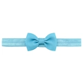 Diadema elástica de nailon azul cielo para bebés con un delicado lazo doble acanalado - Azul oscuro