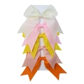 5er-Pack bunte Schleifen-Haarspangen aus Rippband mit Schwalbenschwanz-Enden - Creme Rosa Orange Helle Töne