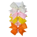 Set of 5 colorful ribbed ribbon swallowtail hair bows on white display card - Bright Color Series