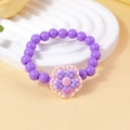 Pulsera de cuentas moradas con colgante de flor macaron y lindo patrón de cuadros - Flor de Cuentas Moradas (#16)