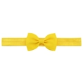 Bright yellow elastic nylon headband with a grosgrain bow for babies and girls - Yellow