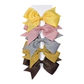 Five-piece set of handmade grosgrain ribbon bow hair clips in assorted vibrant colors - Yellow and Brown Series
