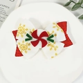 Barrette de Noël en forme de nœud avec ruban à flocons et paillettes pour enfants - Style Flocon de Neige Or Blanc (款式2)