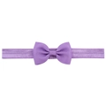 Elastic light purple nylon headband for baby girls with ribbed fabric bow detail - Purple