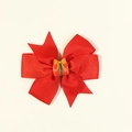 Fiocco natalizio rosso in nastro canneté con piccolo elemento a forma di regalo - Stile Regalo