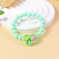 Pulsera de cuentas verde menta con colgante de corazón y motivos de abeja y flores - Cuenta Verde Corazón de Abeja (#20)