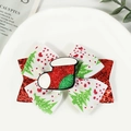Barrette nœud de Noël avec paillettes rouges, ruban blanc et petit bas de Noël en 3D - Style Décoration Chaussette de Noël (款式3)