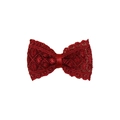 Deep red lace bow hair clip for babies with vintage embroidery and satin center detail - Burgundy