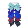 5-piece set of grosgrain ribbon hair bows in mint green, purple, blue, burgundy, and black - Mixed Dark and Light Series