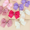Pink and purple grosgrain ribbon hair bow set with H-shaped gold metal buckle - H Letter Style (400 Units Custom Order)