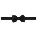 Black bow baby headband made of elastic nylon with ribbed texture for girls - Black