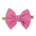 Diadema de nylon suave para bebé con lazo rosa de textura gofre para niñas - rosa intenso