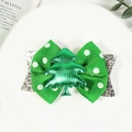 Pince à cheveux nœud de Noël vert à pois avec paillettes argentées et sapin - Style Sapin à Pois Vert (款式4)