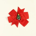 Fermaglio natalizio con fiocco rosso e un piccolo albero di Natale 3D per bimbi - Albero di Natale