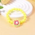 Linda pulsera de cuentas amarillas para niñas con colgante de conejo y flores - Cuenta Amarilla Flor de Conejo (#22)
