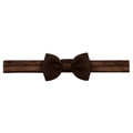 Deep coffee brown nylon elastic headband with ribbed bow for girls and babies - Chocolate