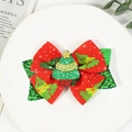 Christmas bow hair clip with red polka dots and glittery green sequins for girls - Red and Green Bicolor Tree (Style 5)