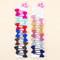 Set of 28 colorful grosgrain ribbon bow snap hair clips for kids on pink display cards - Bright Multicolor High Capacity Assortment (04)