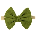 Army green waffle bow baby headband with soft high-elastic nude nylon band for infants - Army Green