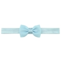 Elastic nylon baby headband with a light blue grosgrain ribbon bow for girls - Sky Blue