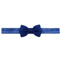 Navy blue grosgrain bow headband with elastic metallic glitter band for baby girls - Navy Blue