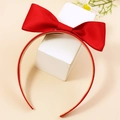 French vintage red satin bow headband with premium silk texture and non-slip lining - Red