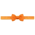 Elastic orange nylon headband featuring a handmade ribbed grosgrain bow for baby girls - Orange