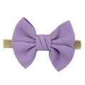 Purple baby nylon headband with waffle texture ribbon bow and soft seamless elastic - Purple