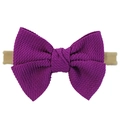 Soft nylon baby headband with a textured purple plaid bow for infants and toddlers - Light Purple