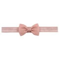 Dusty pink elastic nylon baby headband featuring a ribbed grosgrain bow decoration - Lotus root pink