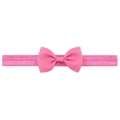 Pink elastic bow headband for infants made of soft ribbed nylon fabric material - Deep Pink